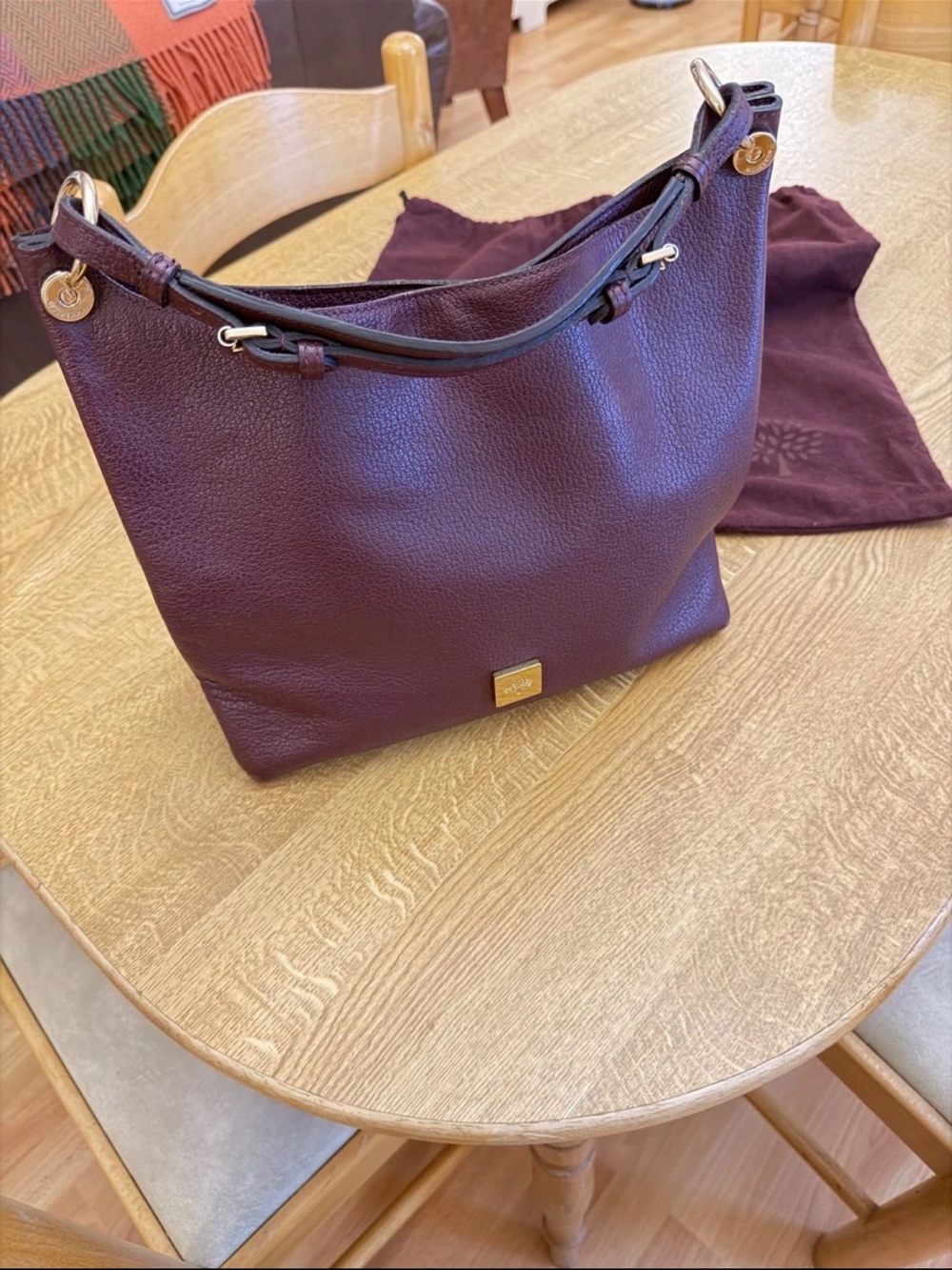 Mulberry Pebble Leather Shoulder Hobo in Plum